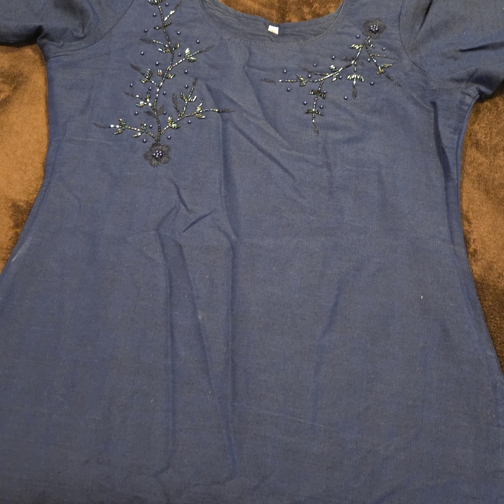 Ethnic Indian Wear Blue Embroidered Top